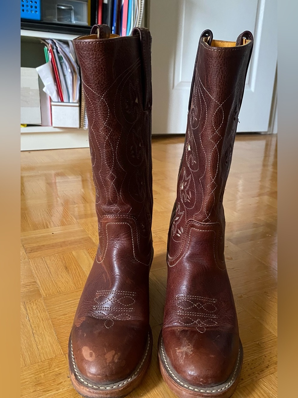 Frye Women's Brown Leather Cowboy Boots - Picture 3 of 5